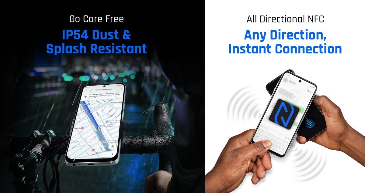 IP54 dust and water resistance and all-directional NFC