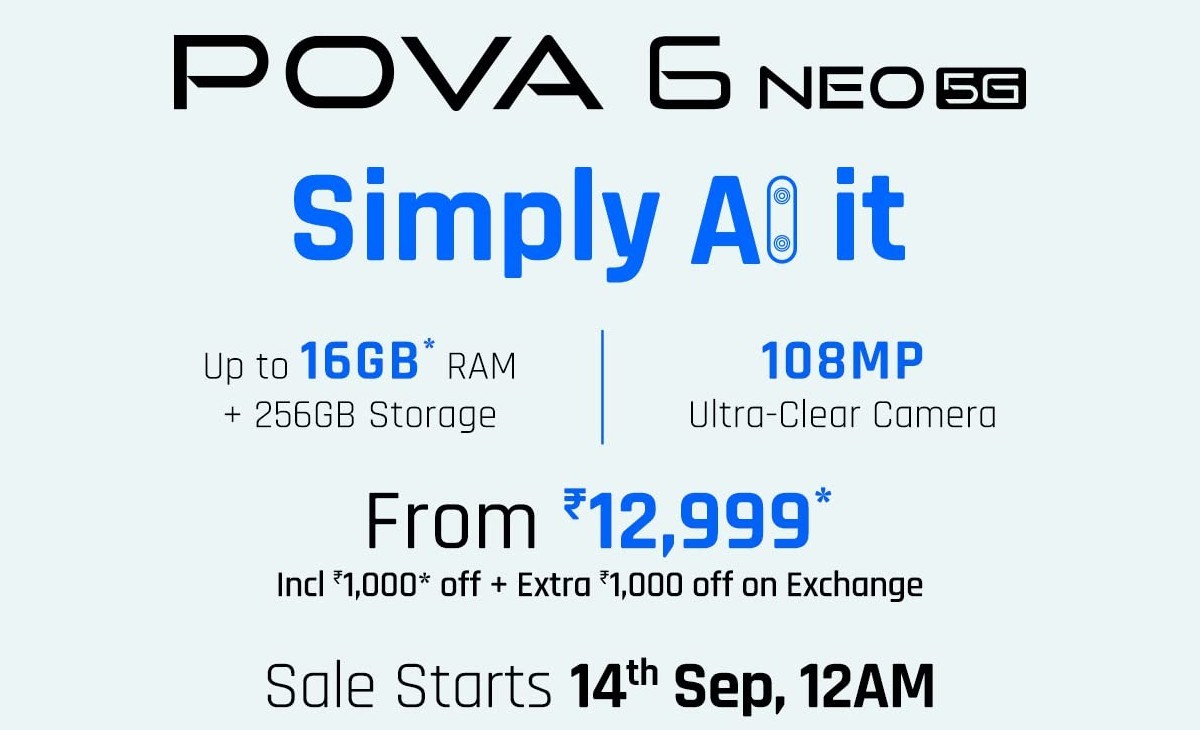 The affordable Tecno Pova 6 Neo 5G has a 108MP camera and AI smart features