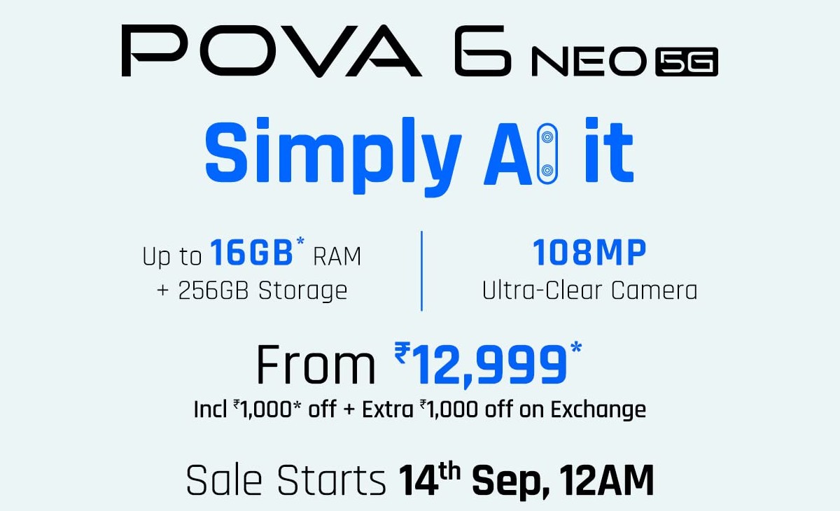 Affordable Tecno Pova 6 Neo 5G features 108MP camera and AI smarts