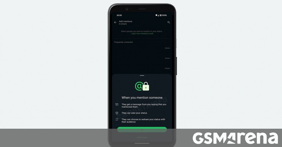 WhatsApp beta for Android gets Status update mentions feature