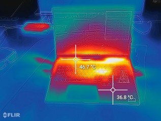 Titan 16 Pro surface temperatures in idle mode and during gaming