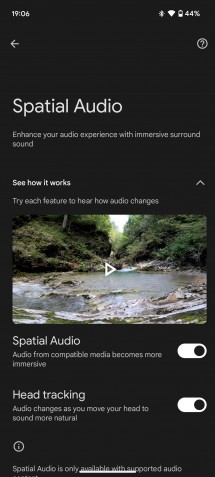 Spatial Audio and other options