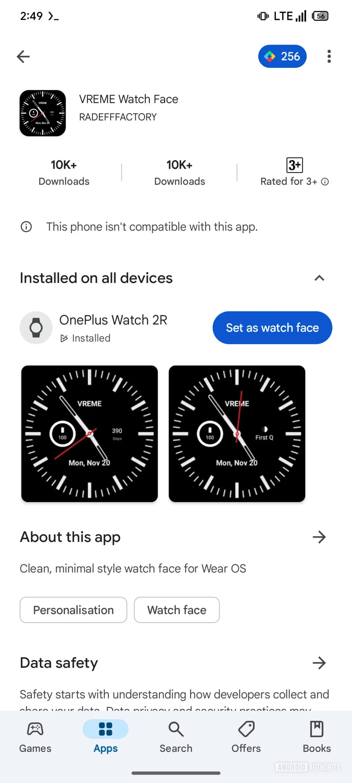 Setting a new Wear OS watch face might soon be possible with a single click