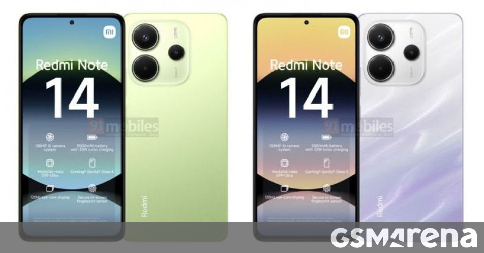 Redmi Note 14 4G and Redmi Note 14 Pro 4G leak brings renders and specs