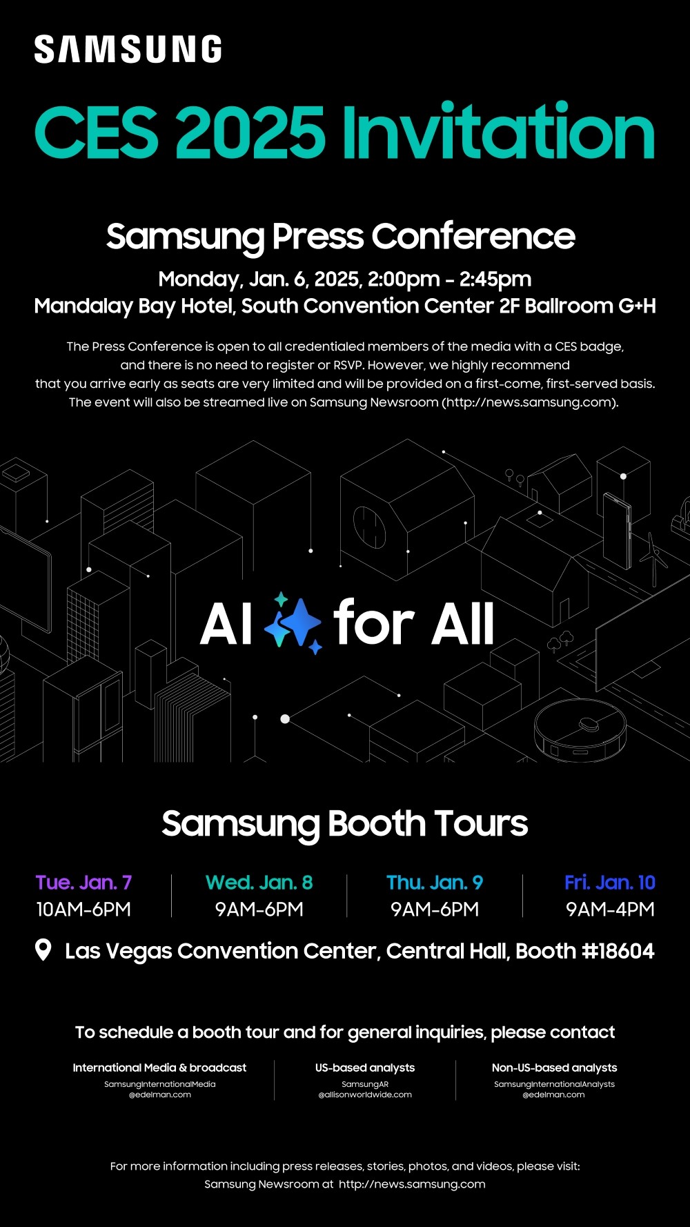 Samsung sets the theme for its CES 2025 press conference: ‘AI for All: Everyday,  Everywhere’