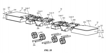 Schematics from Apple's patent on hinges for folding display devices