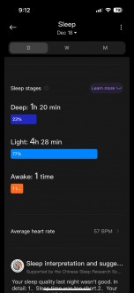 Sleep data from the Smart Band 9 Active within the Mi Fitness app