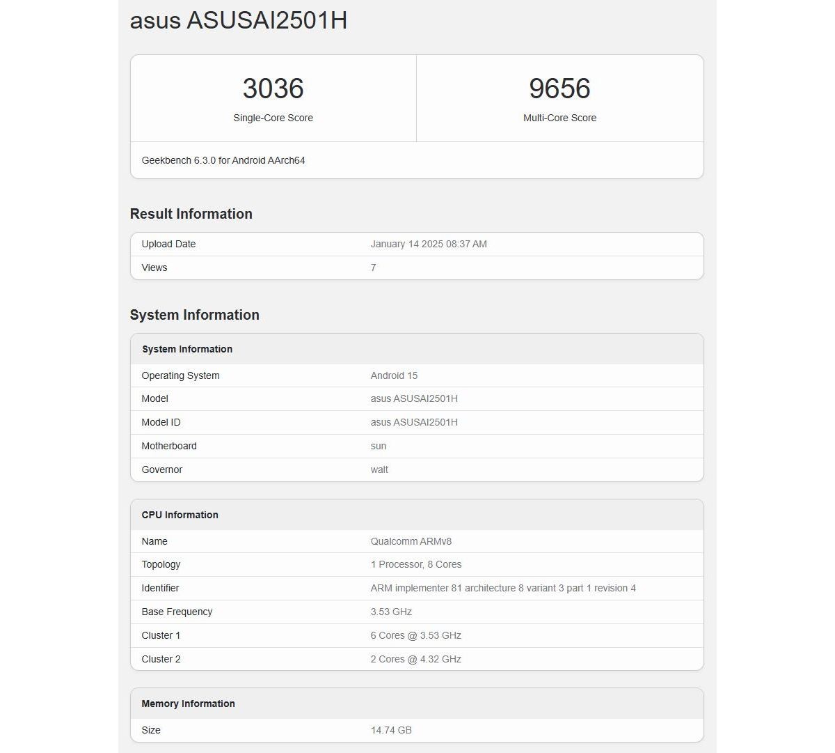 Asus Zenfone 12 Ultra runs on Geekbench, reveals its chipset