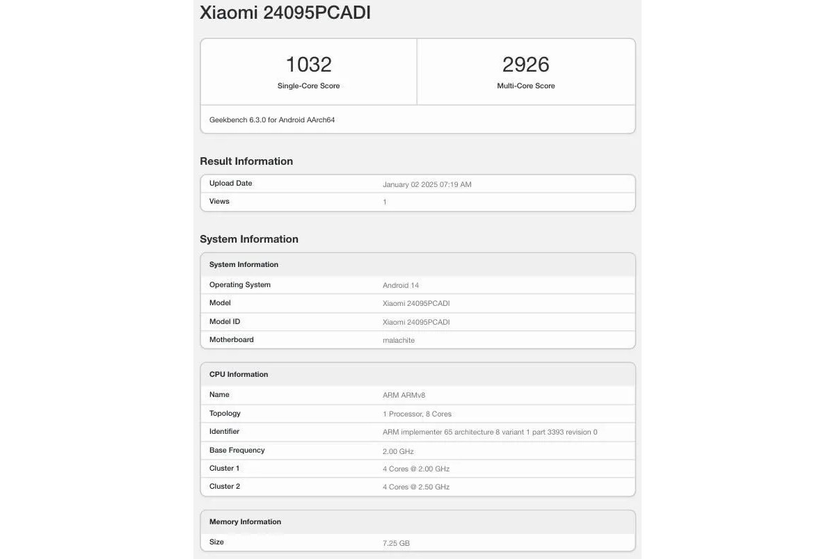 Poco X7 runs on Geekbench, its chipset is different