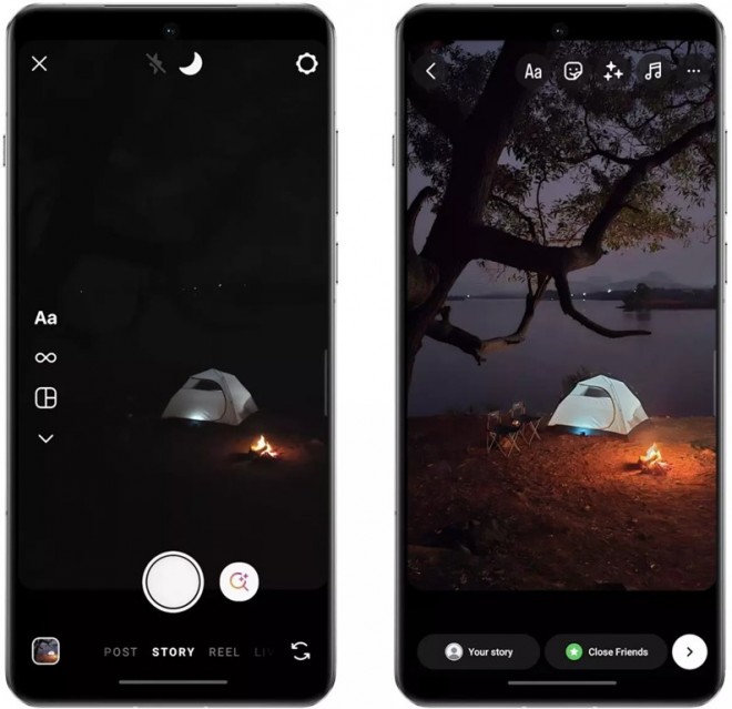 Left: Without Night Mode in low-light | Right: With Night Mode activated in low-light