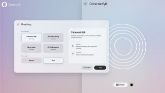 Opera Air Tech a Break feature guides you through meditation along with breathing and neck exercise