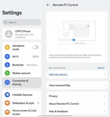 Find N5 to enable remote Mac Control Feature on Oppo