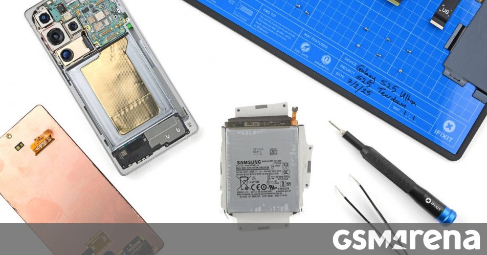 iFixit praises Samsung Galaxy S25 Ultra's battery pull tabs, but the screen is still difficult to remove