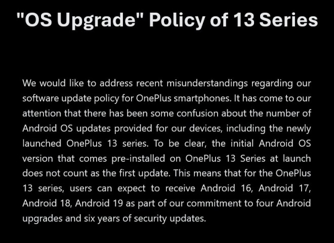 OnePlus confirms updated policy for 13 and 13R