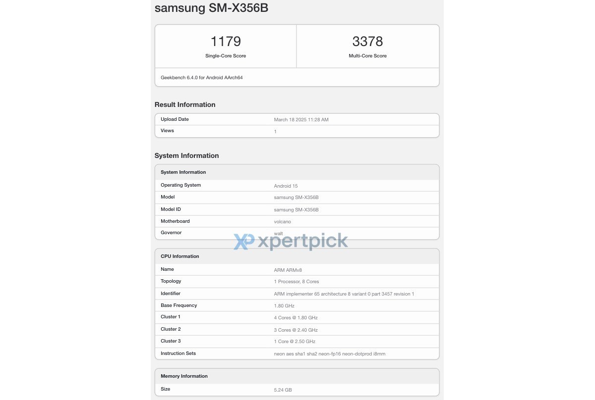 Samsung Galaxy Tab Active 5 Pro Run Geekbench reveals its chipset