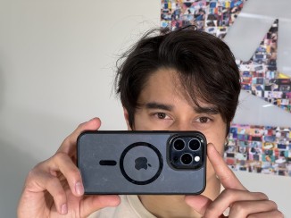 Removing a phone in front of a face