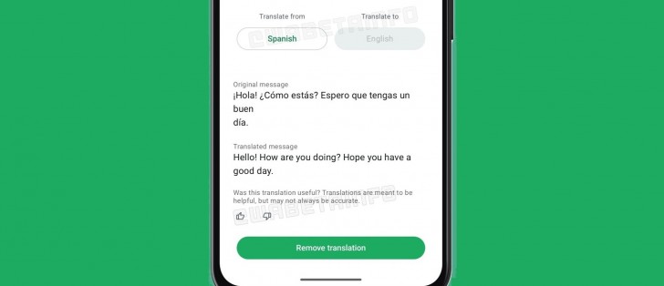WhatsApp translation feature
