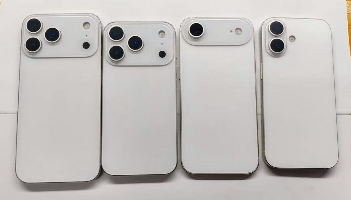 Left to right: iPhone 17 Pro Max, iPhone 17 Pro, iPhone 17 Slim and iPhone 17