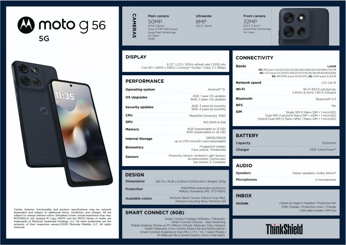 Moto G56 specs leak along with an official-looking render