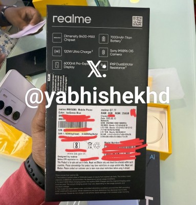 Realme GT 7T box with specs
