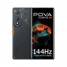 The Pova Curve 5G in Neon Cyan, Geek Black, and Magic Silver