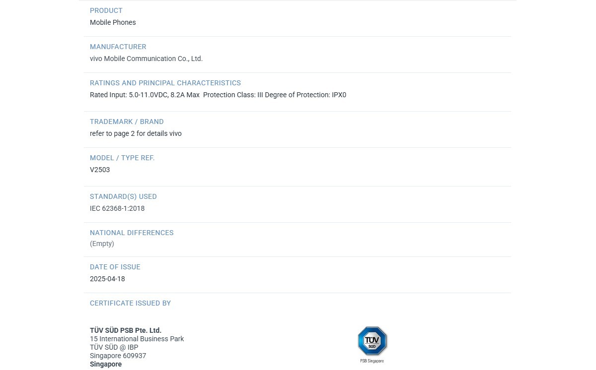vivo X200 FE gets certified on its way to launch, revealing its charging spec