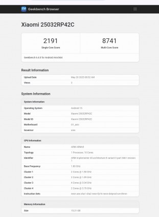 Xiaomi Pad 7 Ultra on Geekbench