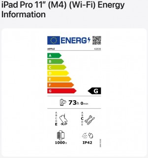 iPad Pro 11'' (M4)'s energy efficiency label