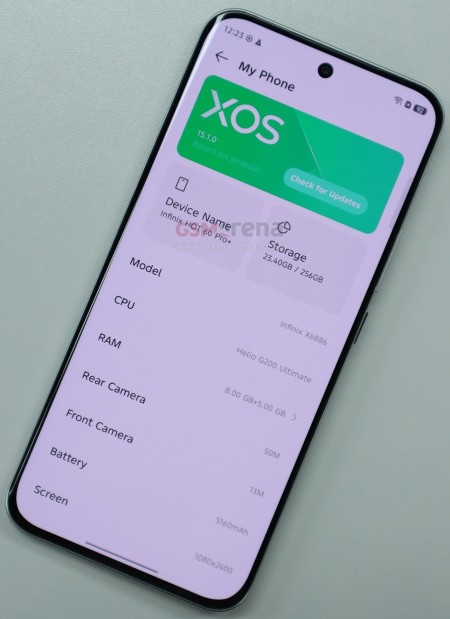 Infinix Hot 60 Pro+'s ''My Phone'' screen confirms its key specs