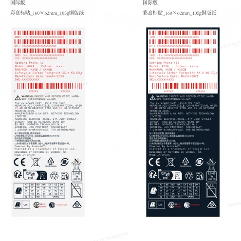 Nothing Phone (3) regulatory labels