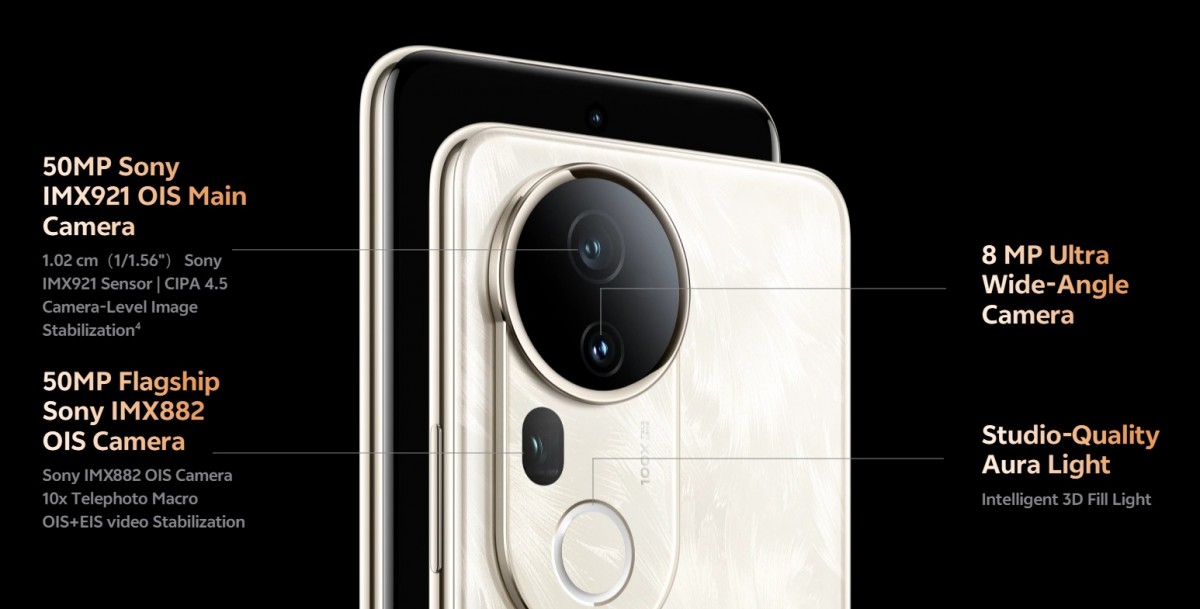 The vivo T4 Ultra has a 50MP main, 50MP tele macro periscope and 8MP ultra-wide cameras