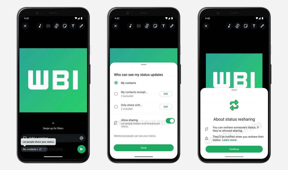 WhatsApp will give you the option to let others share your status updates