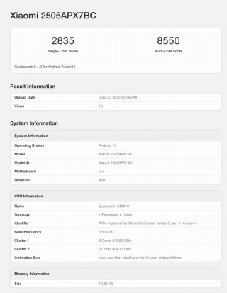 Xiaomi Mix Flip 2 Geekbench runs