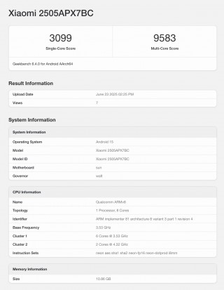 Xiaomi Mix Flip 2 Geekbench runs