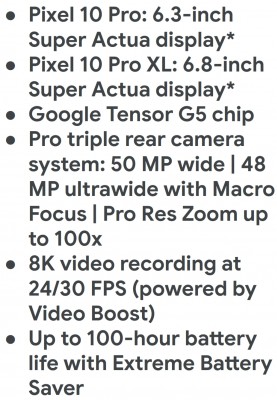 Google Pixel 10 Pro and Pixel 10 Pro XL (leaked details)