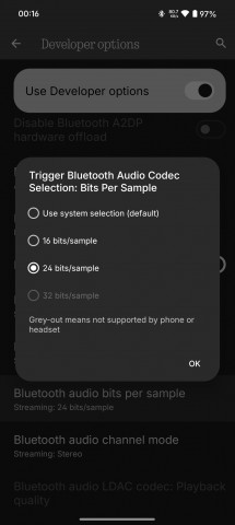 LHDC settings on Nothing Phone (2)