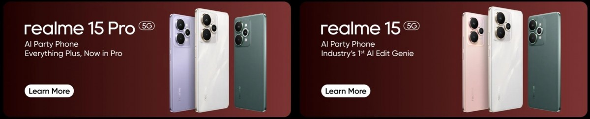 Realme 15 and Realme 15 Pro's color options