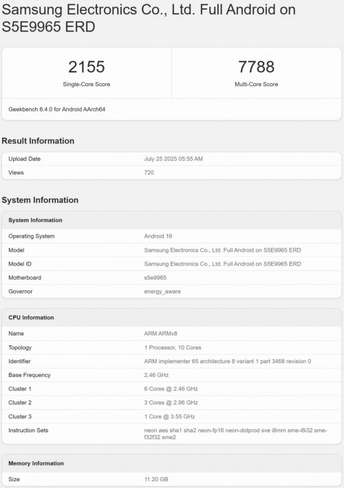 Samsung's Exynos 2600 SoC spotted on Geekbench