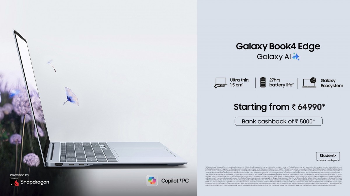 Samsung Galaxy Book4 Edge with Snapdragon X launched in India