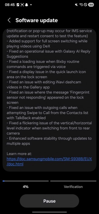 Changelog of fourth One UI 8 beta update for the Samsung Galaxy S25 series