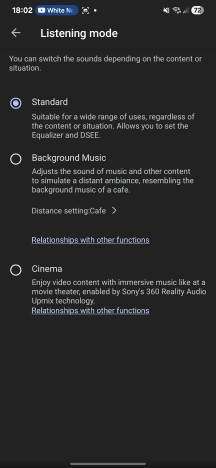 Sony Sound Connect app features: Listening Mode, various device settings. - Sony wh-1000XM6 review