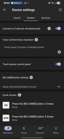 Sony Sound Connect app features: Listening Mode, various device settings. - Sony wh-1000XM6 review