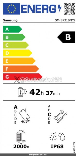 EPREL Labels: Samsung Galaxy S25 Fe