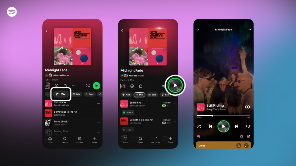 Spotify artık çalma listelerinizi kendi geçişlerinizle karıştırmanıza izin veriyor
