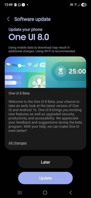 One UI 8 beta update for the Samsung Galaxy A55