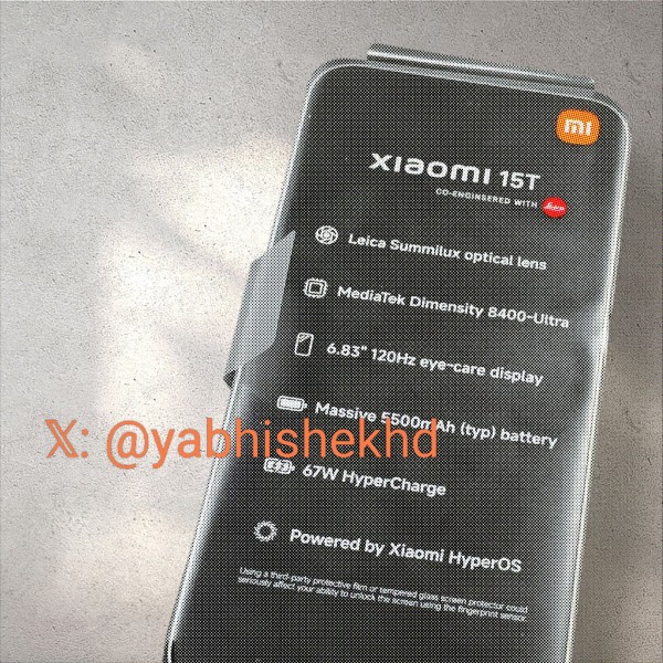 Spy photo of the Xiaomi 15T reveals key specs