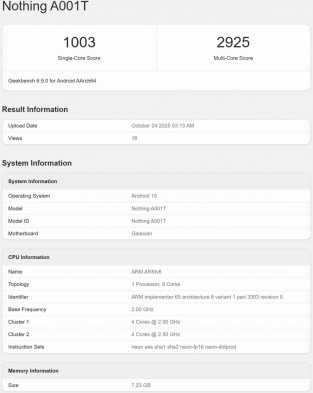 Nothing A001T on Geekbench