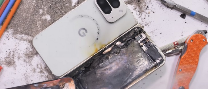 Google Pixel 10 Pro Fold Catastrophically Fails Bend Test, Ends Up a Charred Mess