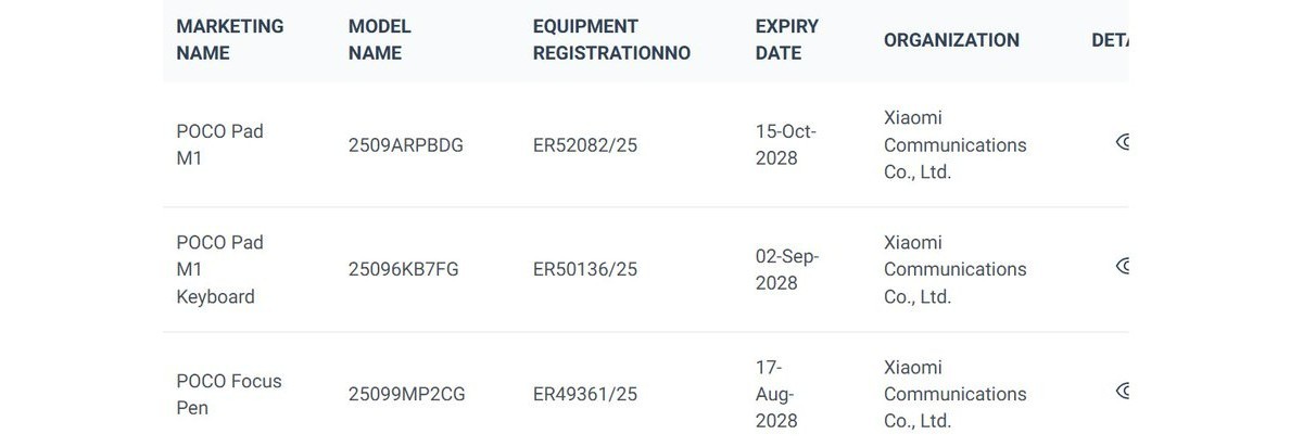 Poco Pad M1 certified, may have a familiar face with a new name