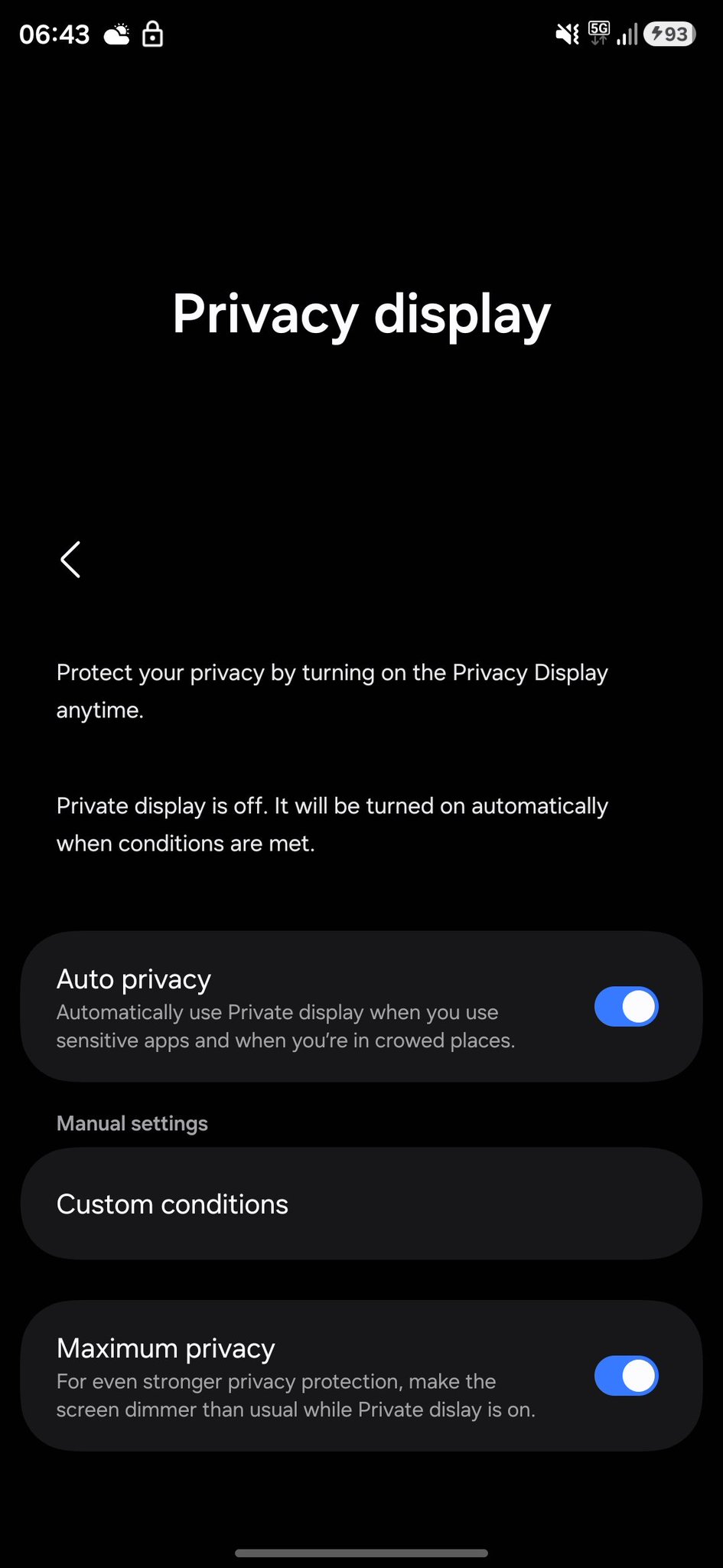 samsung privacy display feature gsmarena